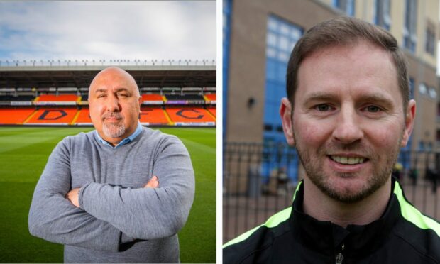 Dundee United sporting director Tony Asghar, left, and former employee Gordon Grady, right.