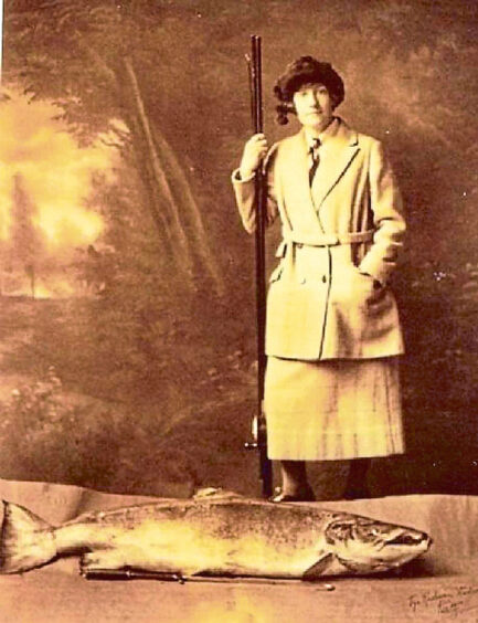Georgina Ballantine with her enormous salmon.