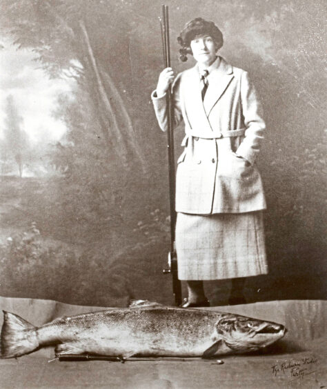 Georgina Ballantine with her record-breaking salmon.