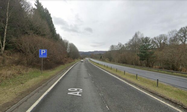 The work affects the A9 between Ballinluig and Pitlochry. Image: Google.