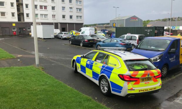 Police at Adamson Court, Dundee.