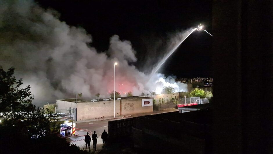 Firefighters tackling the blaze on Broughty Ferry Road on Tuesday night.
