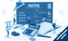 A blue maths themed graphic