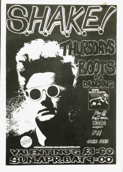 Poster for Edinburgh gig. Thursdays supporting ex-Rezillos combo, Shake. Edinburgh.