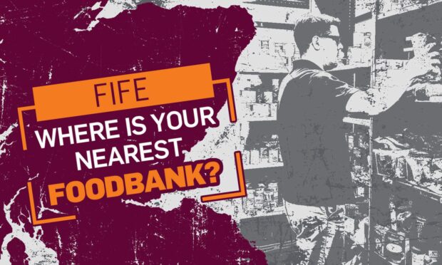 A graphic showing a map of Scotland with the text: "Fife: Where is your nearest foodbank?"