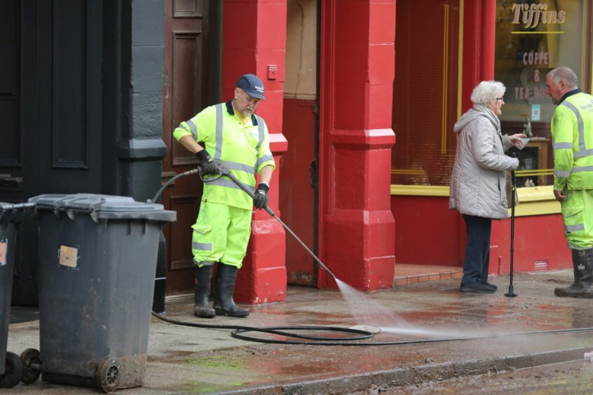 Forfar town centre flood clean-up