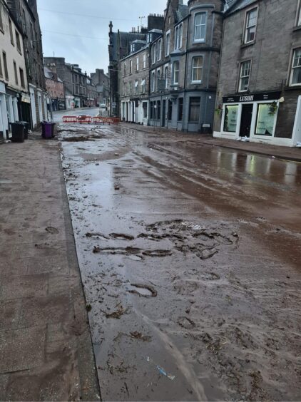 Forfar town centre floods