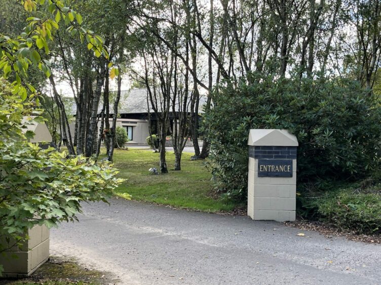 photo shows entrance to Parkgrove crematorium in Angus.