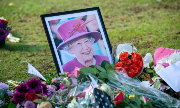 Flowers left in tribute to the Queen in Ballater. Photo: Kath Flannery/DC Thomson.