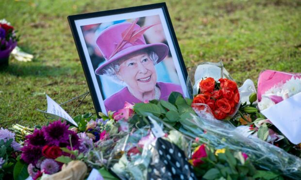 Flowers left for the Queen in Ballater. Photo: Kath Flannery/DC Thomson
