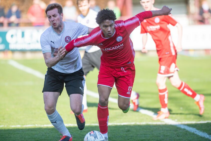 Seth Patrick in action for Brechin.