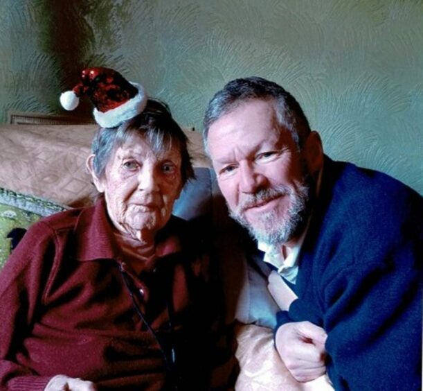 Arbroath 91-year-old Marion Sharp with her son Allan.