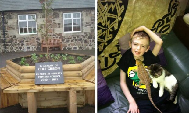 The benches were installed in memory of Hazel's son Cole.