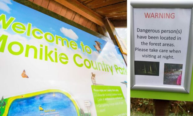 One of the posters (right) that was put up at Monikie Country Park.