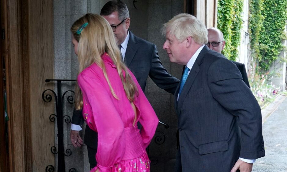 Boris Johnson arriving at Balmoral.