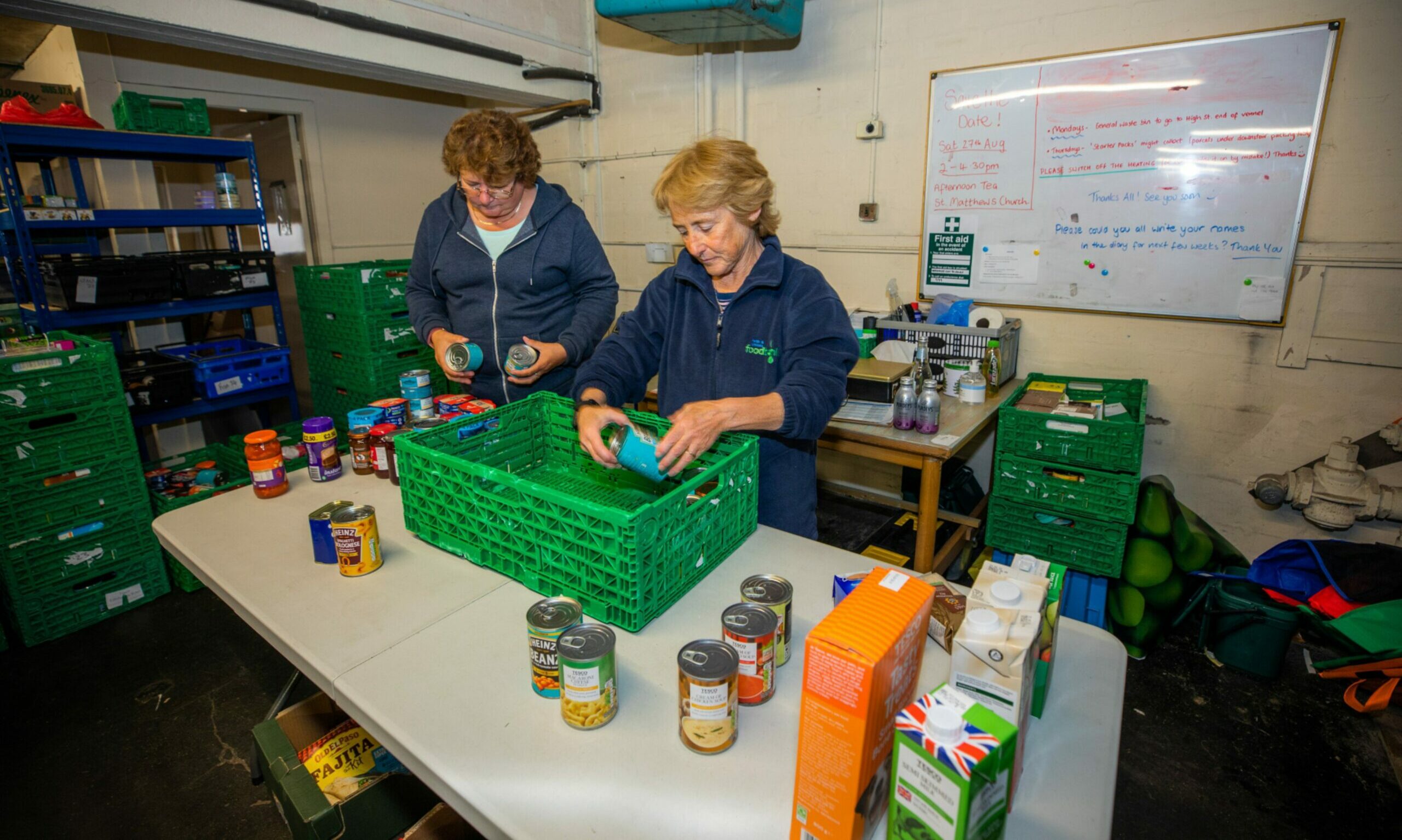 Volunteers packing crates in a Perth and Kinross foodbank