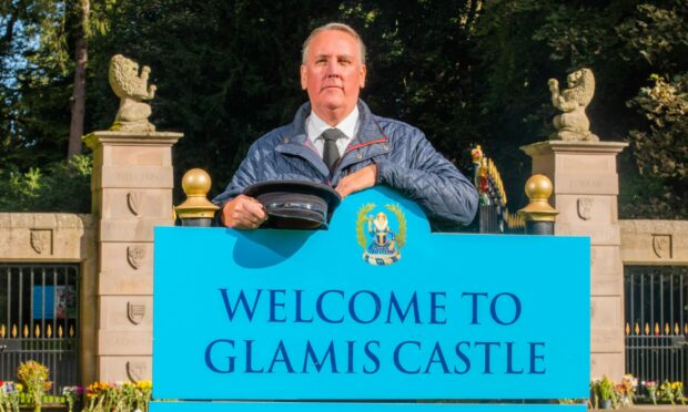 Jim Duncan at the gates of Glamis Castle where he was head of the private household. Pic:  Steve MacDougall/DCT Media