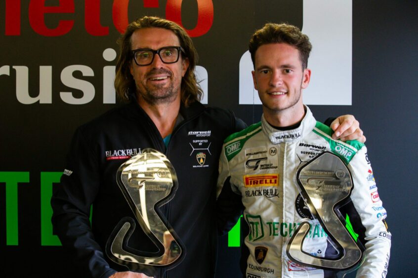 Adam Balon (left) and Sandy Mitchell celebrate second place at Brands Hatch last time out.