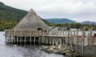 The Iron age hut at the Scottish Crannog Centre before it was destroyed in a fire.
