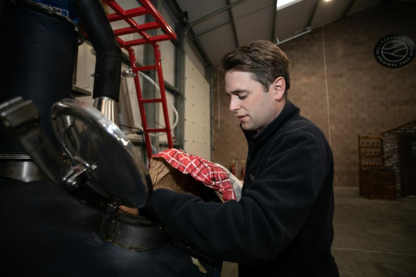 Bill Garnock checks the progress of the new Feragaia distillery in Glenrothes, Fife.