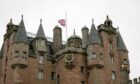 The Union Jack flies at half mast above the distinctive turrets of Glamis Castle. Pic: Steve Brown/DCT Media.