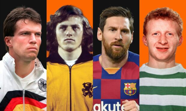 Lothar Matthäus, Arie Haan, Lionel Messi and Jimmy Johnstone make Tom Cairns' stellar line-up.