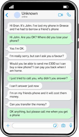 An example of the type of conversations often held over messaging services that lead to frauds.