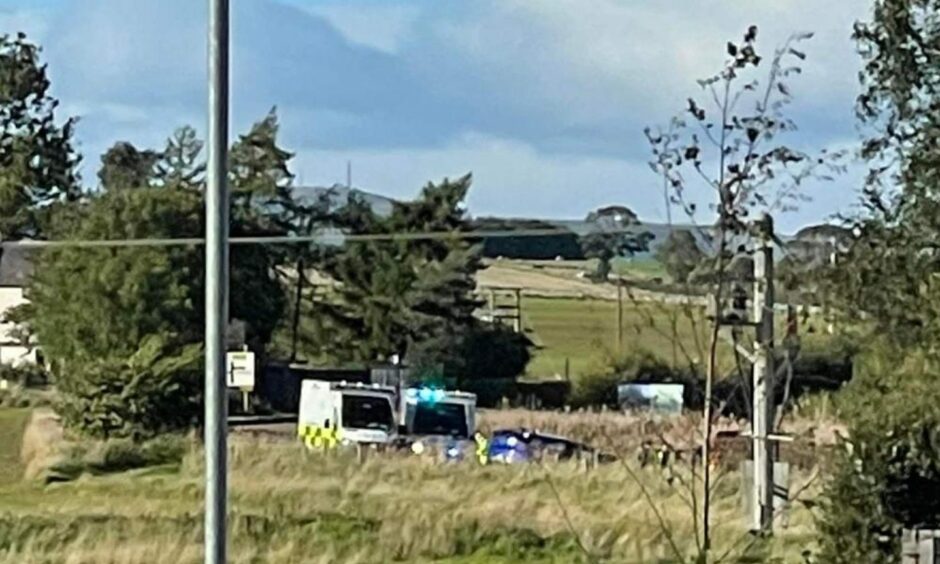 Emergency services at the scene of the crash on the A914 in Fife.