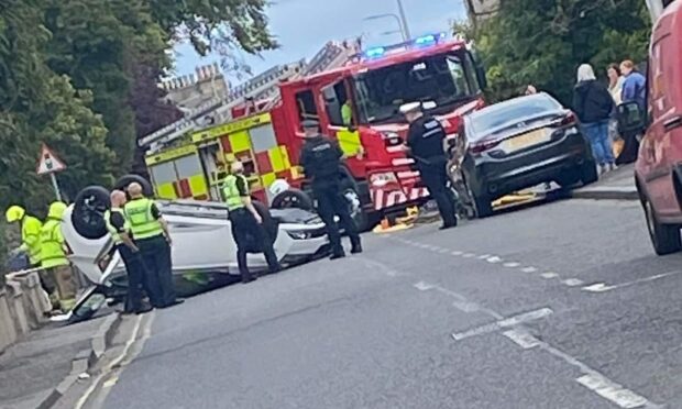 Emergency services attend the scene on Townsend Place, Kirkcaldy. Image: Fife Jammers