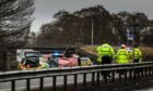 Police at the scene of the crash on the A90, near St Madoes, on February 20, 2021