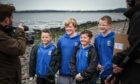 Children from Claypotts Castle Primary School filming at Broughty Ferry beach for the V&A exhibition. Picture shows; Kayden Mitchell, 9, Oscar Gillon, 10, Logan Stewart, 9 and Jamie Ferrier, 10. Image: Mhairi Edwards/DC Thomson