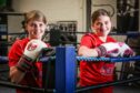 Amber and Iona Thomson training at Dundee's Skyaxe gym.