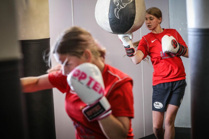 Teenage Angus kickboxers Amber and Iona Thomson