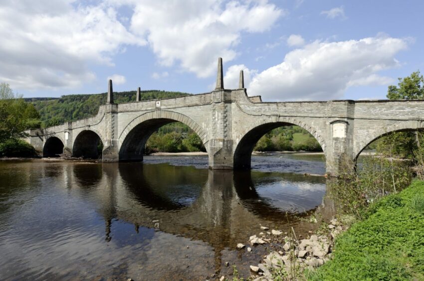 general Wade's Bridge crosses the River Tay at Aberfeldy, Perthshire.