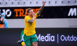 Watch Jason Cummings mark Australia debut with a goal as ex-Dundee and Rangers striker declares: ‘I finished my dinner!’