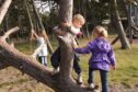 kids playing in Camperdown Country Park- a great free activity for the October school holidays in Dundee
