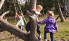 kids playing in Camperdown Country Park- a great free activity for the October school holidays in Dundee