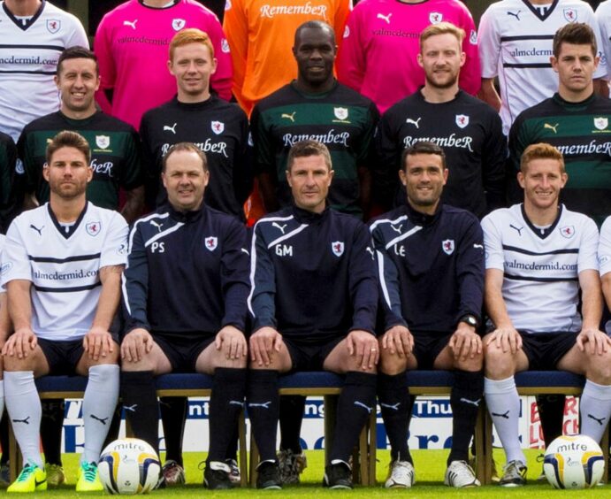Christian Nade credits former Raith Rovers boss Grant Murray (front, centre) for helping him back on his feet.