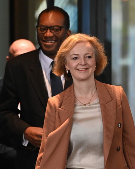 photo shows Kwasi Kwarteng, Chancellor of the Exchequer and Prime Minister Liz Truss at the Conservative Party Conference