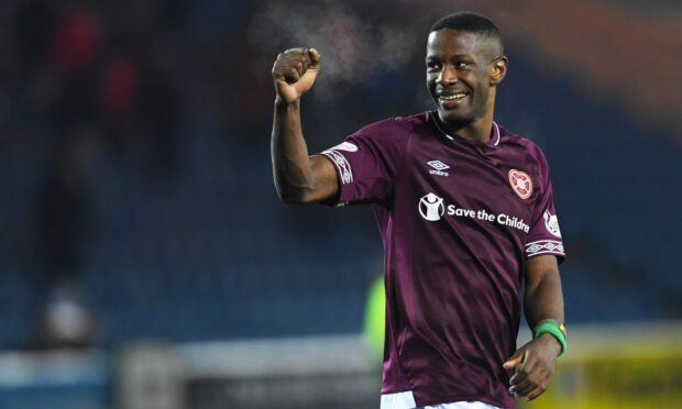 Arnaud Djoum was a fans' favourite at Hearts. Image: SNS.
