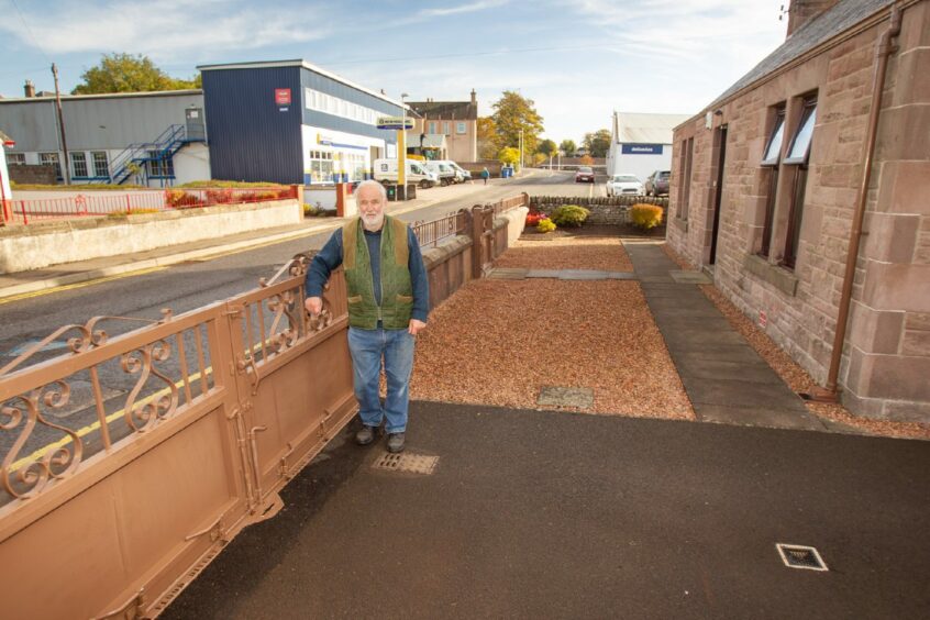 Forfar flood barriers on Lochside Road