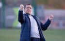 Dundee boss Gary Bowyer celebrates at full-time,
