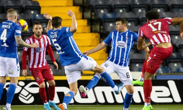 Theo Bair scores his first St Johnstone goal. Image: SNS.