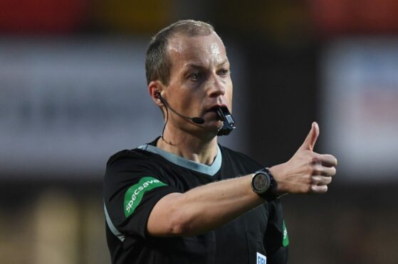 Willie Collum took charge of Arbroath v Motherwell. Image: SNS