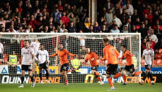 Tony Watt celebrates against Aberdeen (Image: SNS)