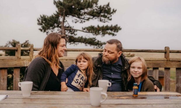 Jaimie Easson and David Blyth with daughters Olivia, 5, and Sophie, 15. Image: Sinéad Firman.