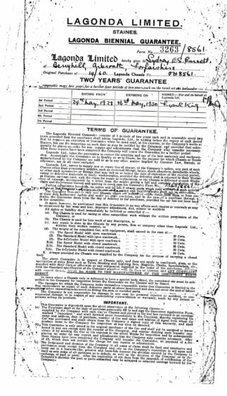 The original papers for the Lagonda.