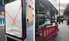 Hoardings and bus shelters were damaged. Image: James Simpson/DC Thomson.