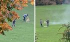 Youths were spotted firing the rockets at the children's play area. Image DC Thomson.