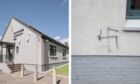 A swastika was graffitied onto the Strathmore Community Hub in Coupar Angus. Image: Graeme Dawson/Strathmore Community Hub.